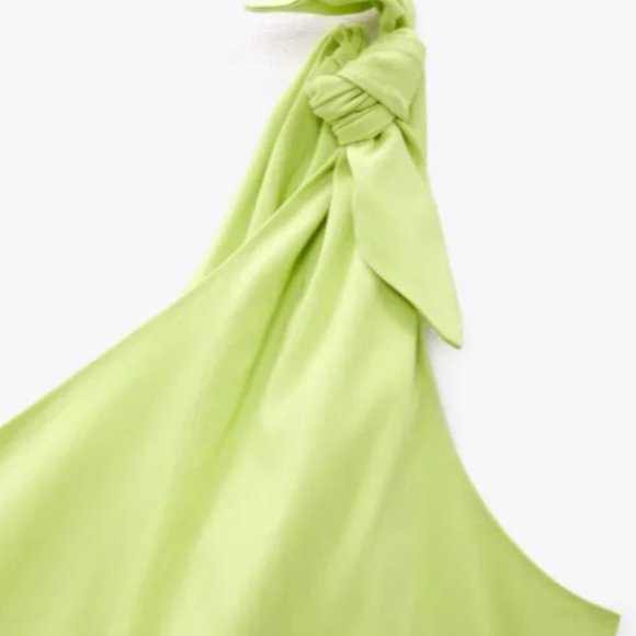 NEW ZARA TRAFALUC LIME GREEN ASYMMETRIC COCKTAIL PARTY MINI DRESS SZ XS (NWOT) - Picture 10 of 12